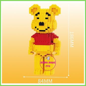 Xếp Hình Lego GấU Bearbrick 19cm, Đồ ChơI Lắp Ráp Mô Hình Bear Brick 3D Dễ Thương Cho Bé; HỒNG NGỌC PVC
