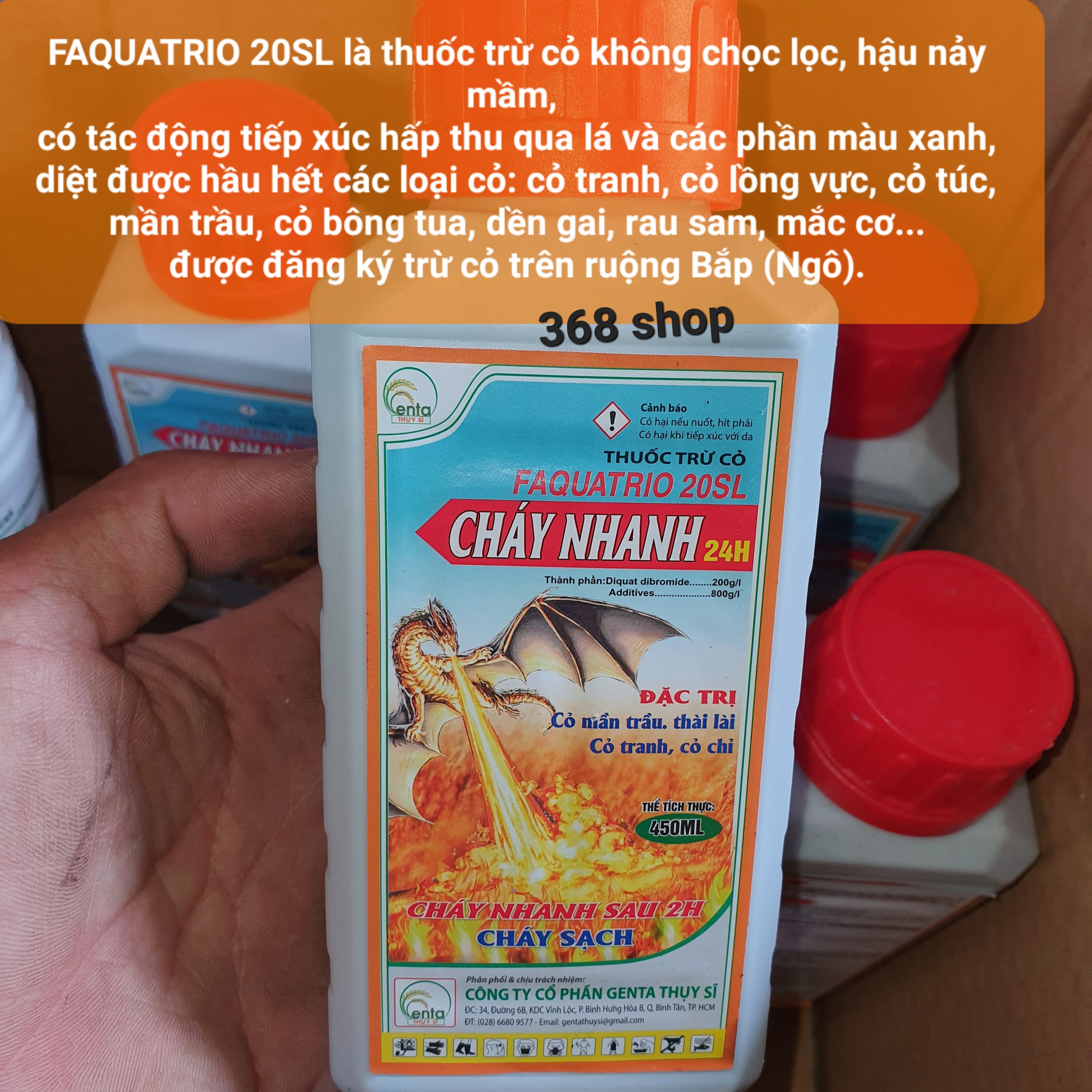 (Combo 5 chai)💎 Thuốc trừ cỏ Faquatrio 20SL 200SL - CHÁI NHANH 24h (Chai 450ml) 💖