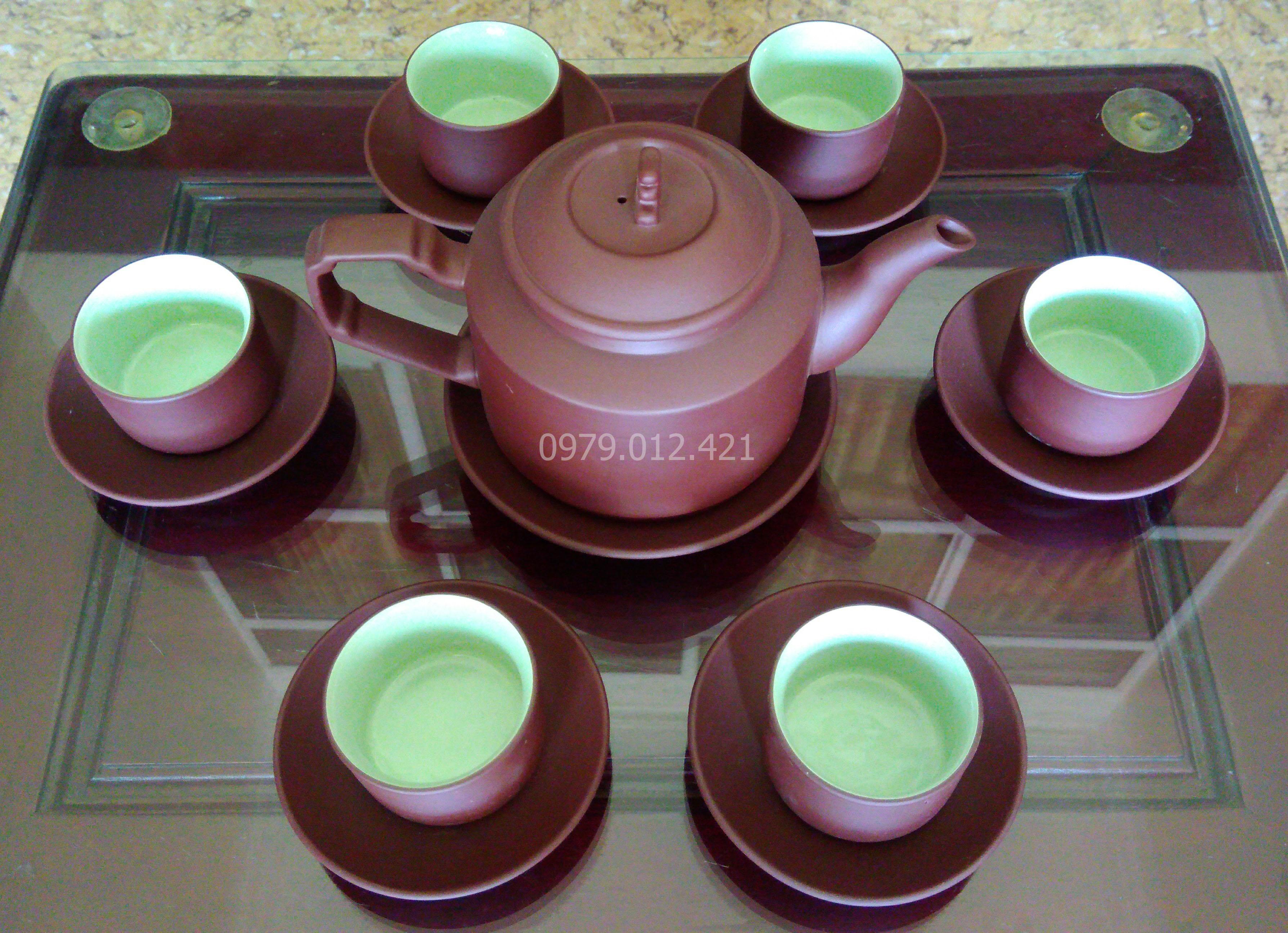 Bộ ấm chén tử sa bát tràng tích dung tích 400ml