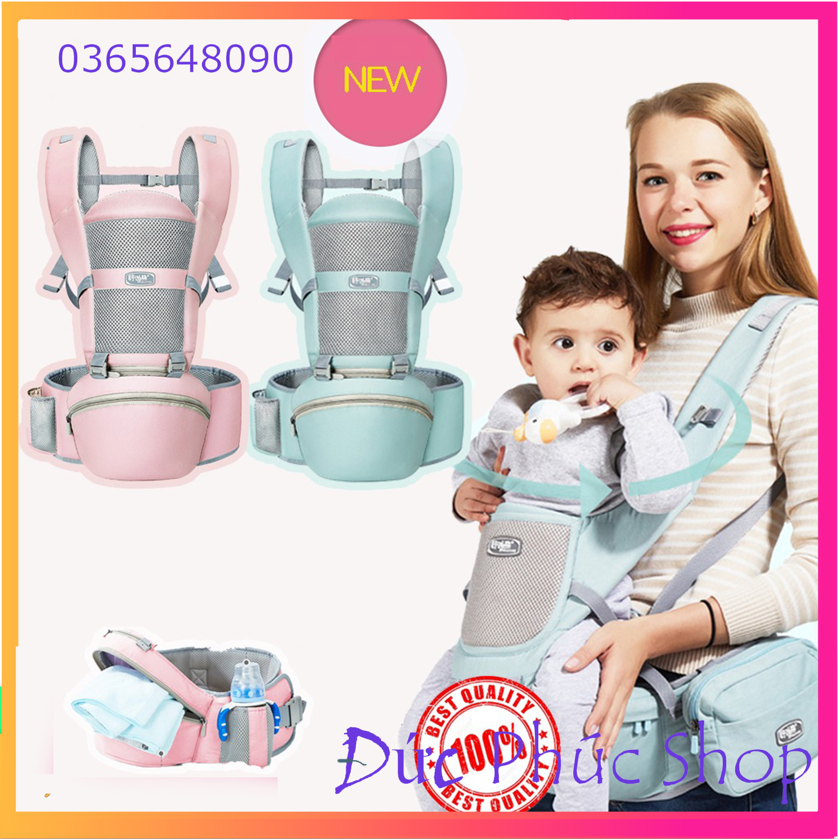 [GIÁ SIÊU SALE] Địu em bé cao cấp đa tư thế, đai điệu trẻ em có hộp tì bệ ngồi trợ lực giữ dáng ngồi cho con yêu