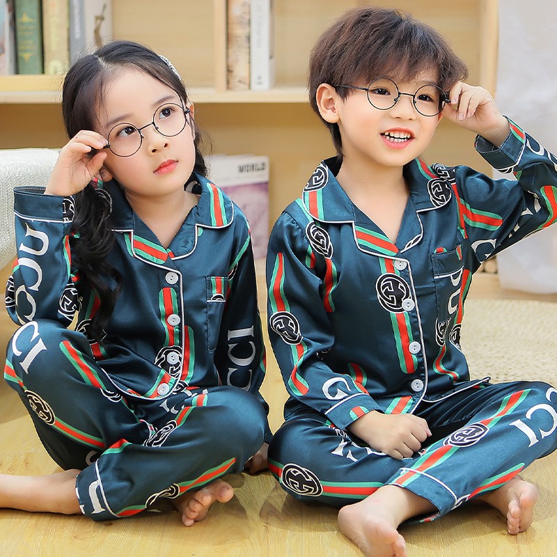 Bộ Pijama Lụa Dài Tay Cho Bé Từ 6-28kg Me sữa Thời trang trẻ em