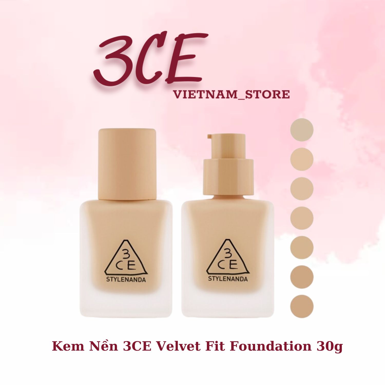 Kem nền 3ce velvet fit foundation 30g dạng chai