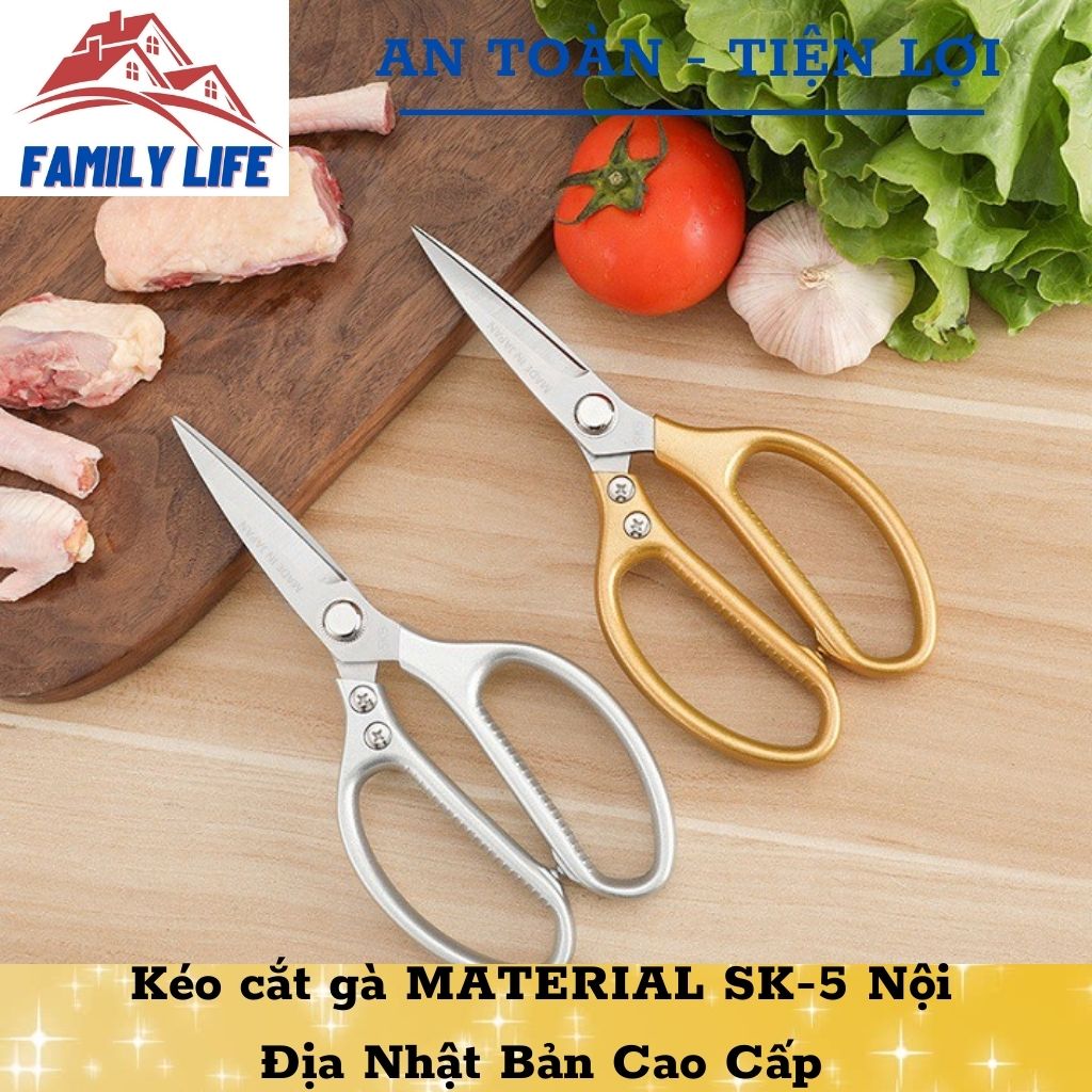 Kéo cắt gà material sk-5 nội địa nhật bản cao cấp, kéo làm bếp đa năng siêu phẩm nội địa nhật sk5 siêu sắc, kéo cắt gà, cắt vịt, cắt thịt các loại