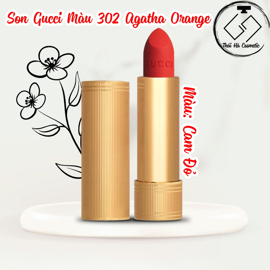 Son Gucci Màu 302 Agatha Orange Matte Cam Đỏ