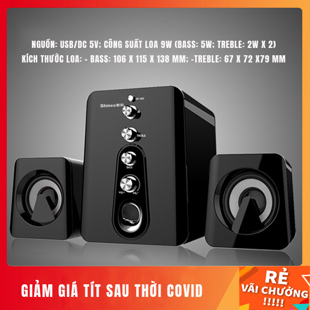 Bộ 3 loa vi tính,loa nghe nhạc, xem phim.chơi game để bàn 2.1 shinco hc 807-k, âm thanh 3d chân thực sống động tích hợp các thiết bị điện thoại,máy vi tính,tivi có jack cắm chuẩn 3.5mm