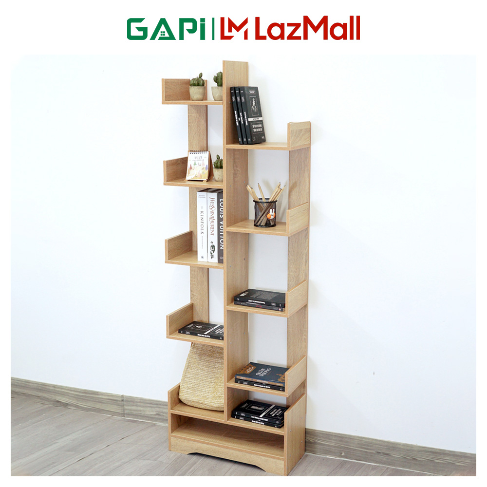 Kệ sách gỗ GAPI để sàn 11 tầng đa năng thiết kế hiện đại tiết kiệm không gian – GP66