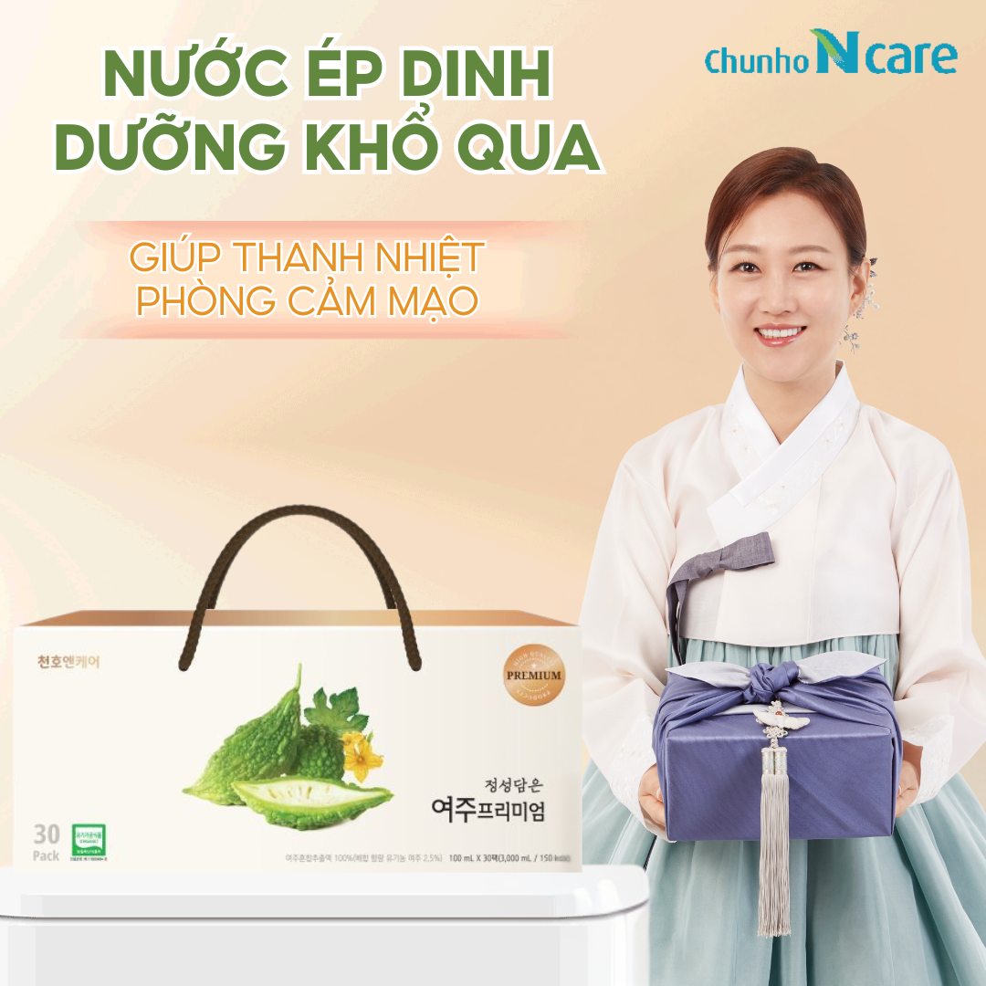 Nước Ép Dinh Dưỡng Khổ Qua CHUNHO NCARE Bổ Sung Khoáng Chất, Hộp 30 Gói, 100ml/Gói