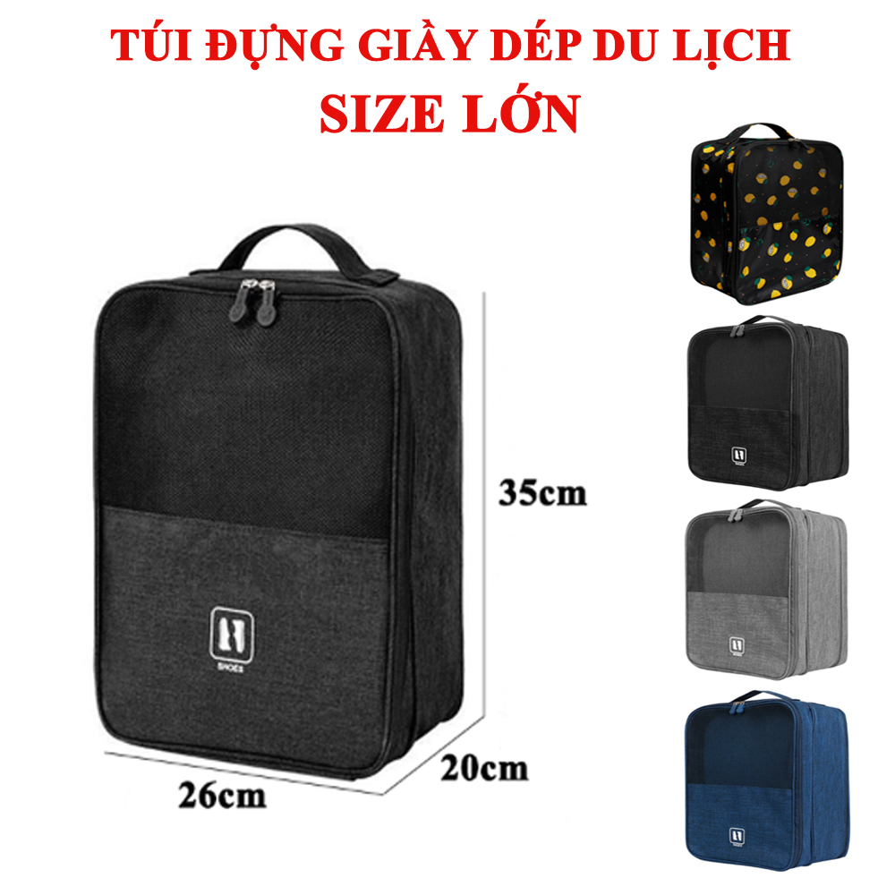  Túi Đựng Giày Dép Du Lịch Cỡ Lớn 3 Ngăn Chất Liệu Chống Thấm Nước Túi Để Giày Thể Thao Đa Năng Có Móc Gài Tay Kéo Vali Tiện Lợi 