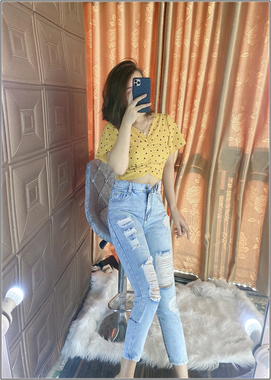 Quần jean nữ baggy kiểu rách 3028 màu xám 3z-28