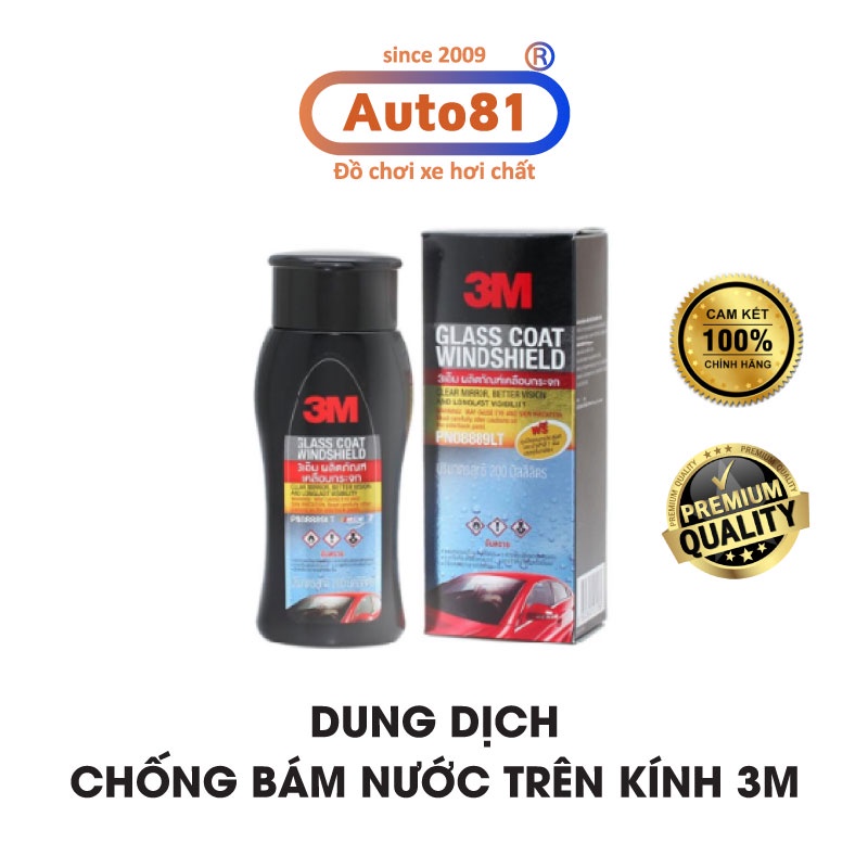 Dung dịch chống bám nước trên kính 3M miếng dán chống thấm nước kính ô tô chính hãng 3M Thái Lan (tặng khăn lau)