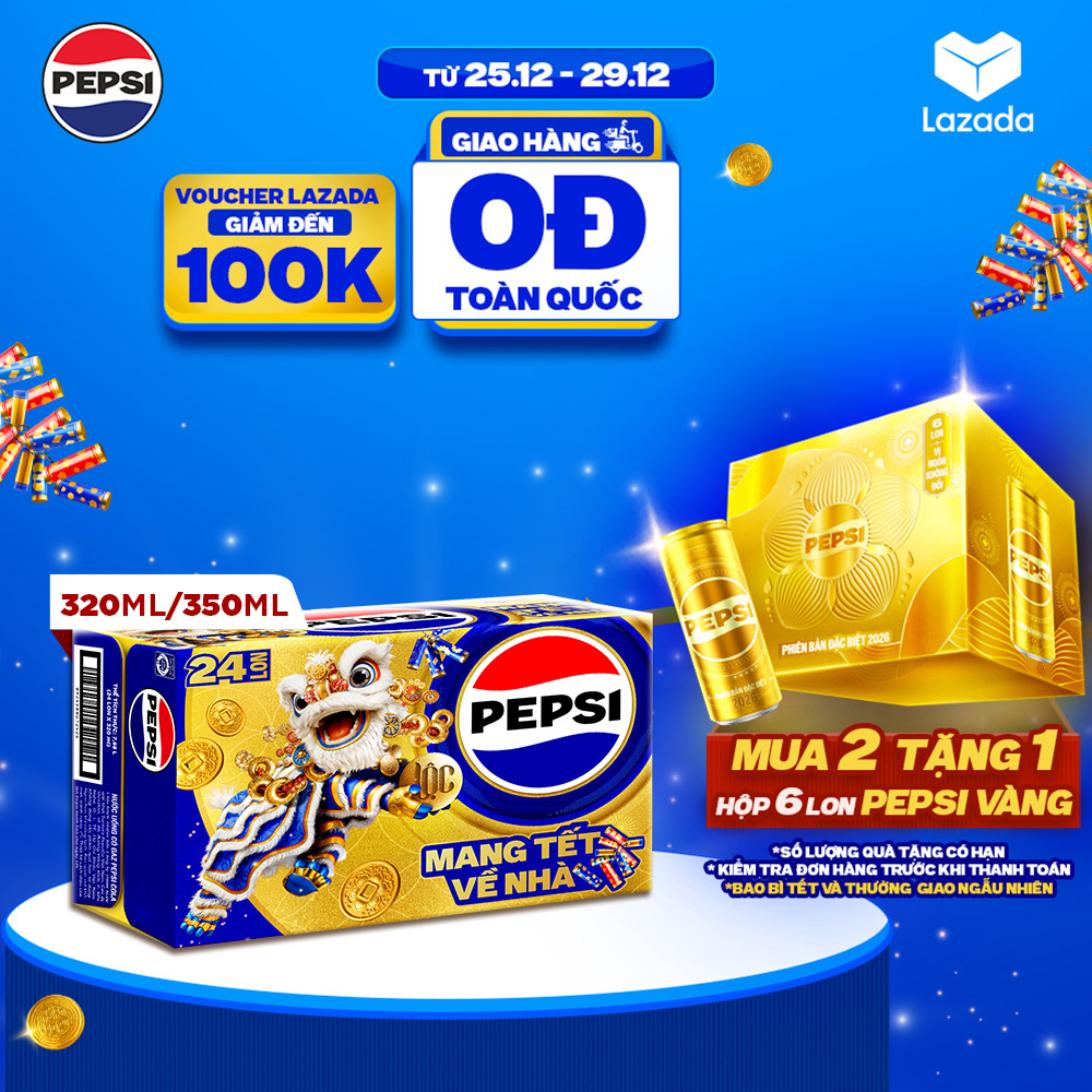  Thùng Nước Ngọt Giải Khát Có Gaz Pepsi  320ml lon hoặc 350ml lon  