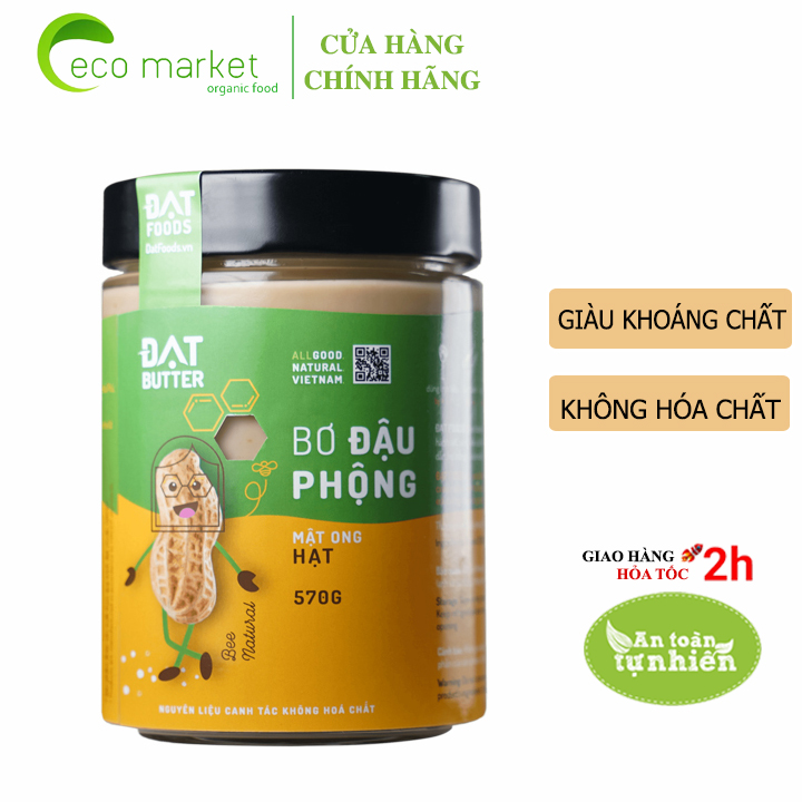 Bơ đậu phộng tự nhiên dạng hạt đạt butter 570g