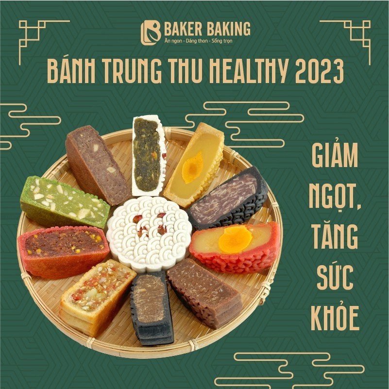 Bánh trung thu healthy 2023 Baker Baking ít ngọt không phẩm màu mix nhiều vị 150gr