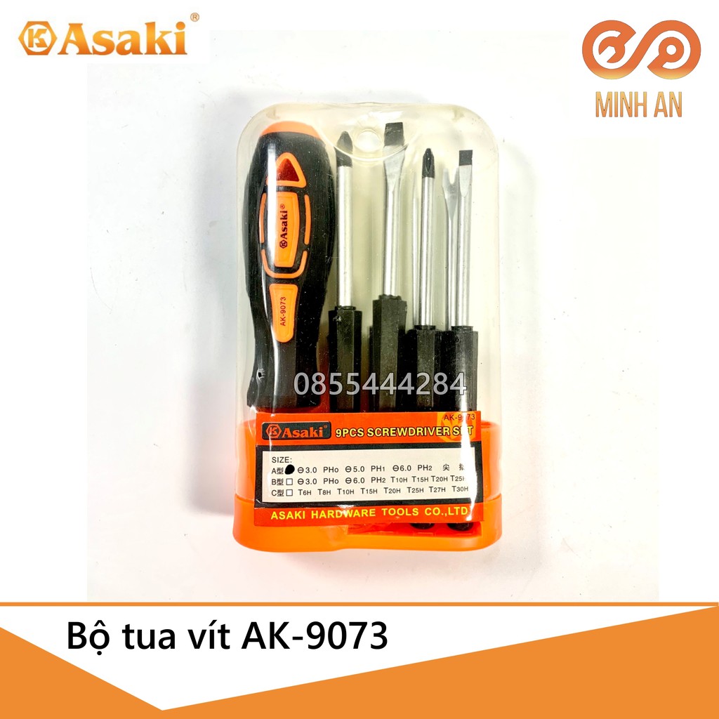Bộ tua vít 9 chi tiết asaki ak-9073