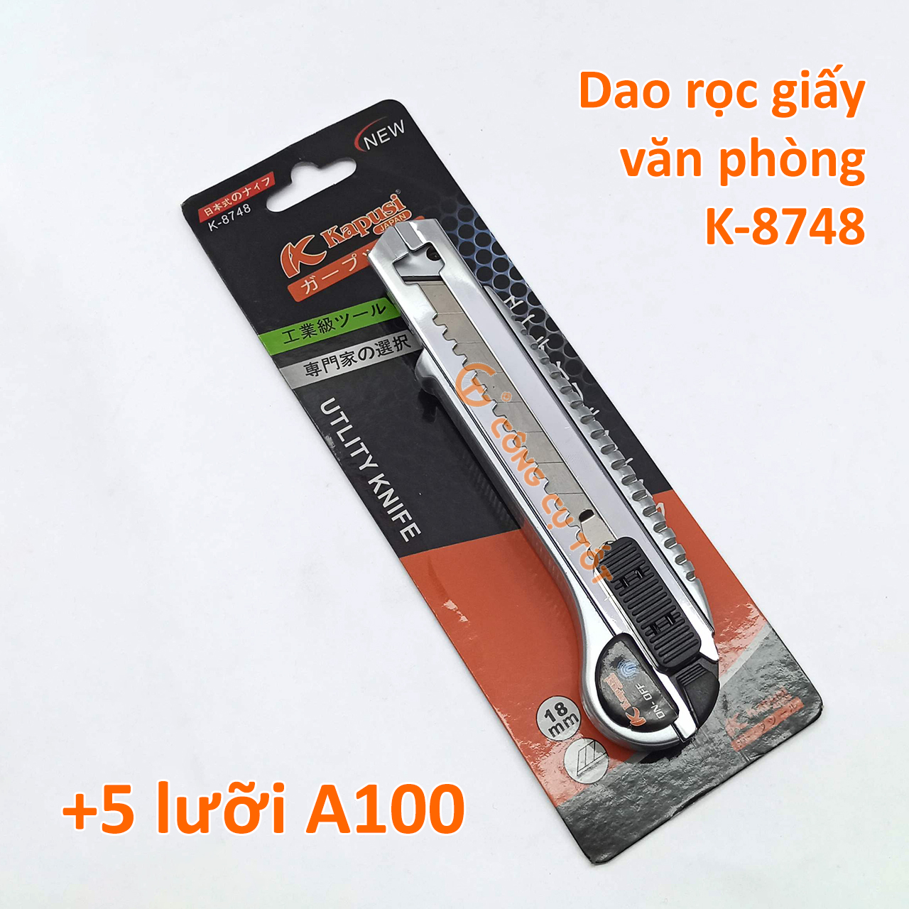 Dao rọc giấy kapusi k-8748 18mm tặng 5 kèm lưỡi