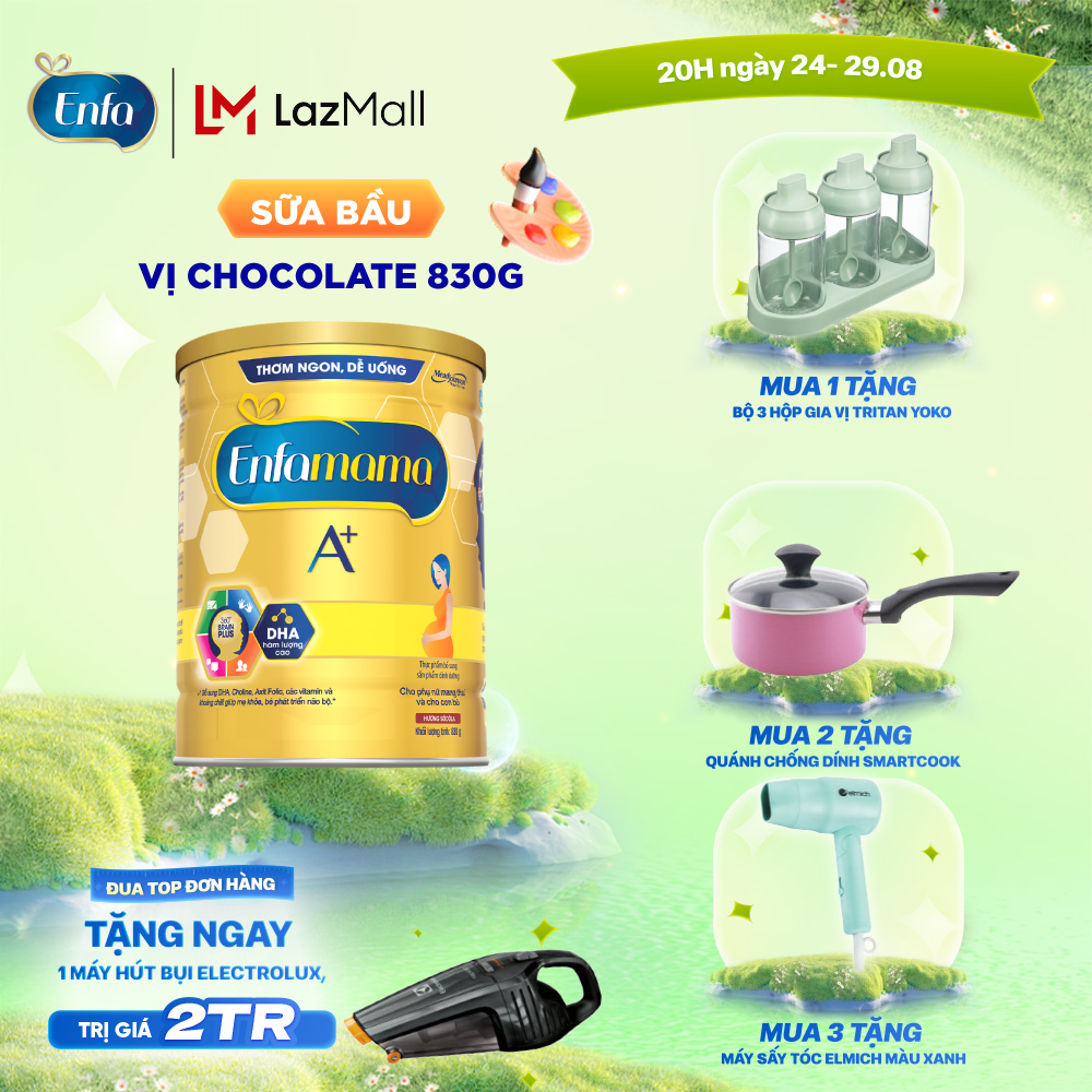 (CHỈ 20H 24.8-29.8 MUA 1 TẶNG 1 QUÀ - SLCH) Sữa bầu Enfamama A+ 830g hương Choco