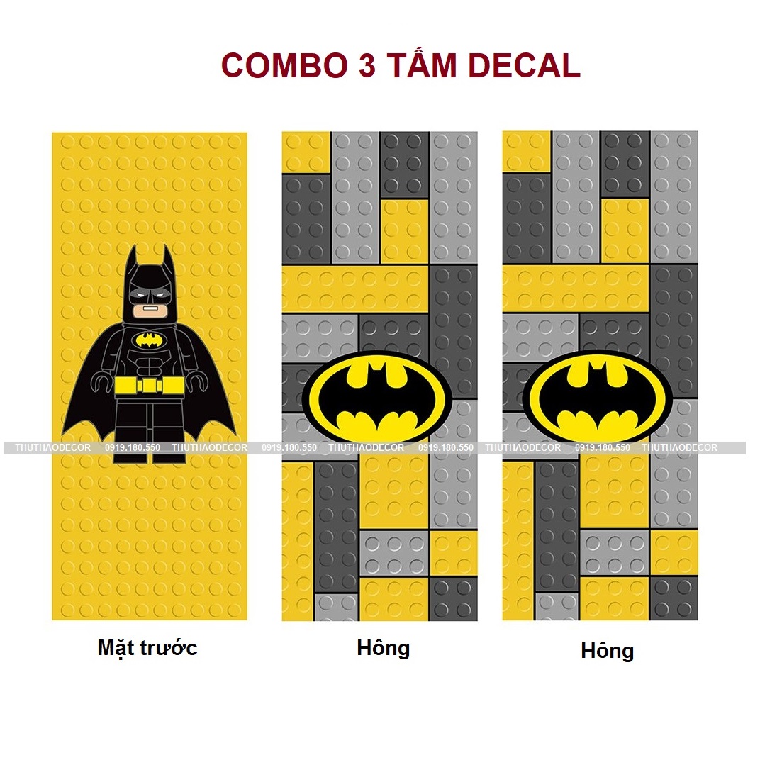 [HCM]Combo 3 tấm BATMAN (Mặt trước và 2 mặt bên) khác nhau - Decal dán tủ lạnh - THUTHAODECOR