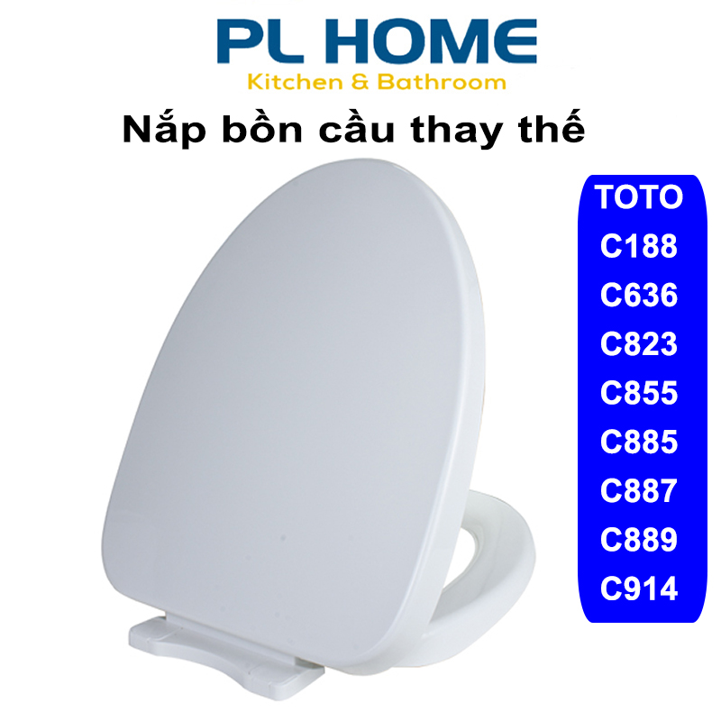 Nắp bồn cầu đóng êm dùng thay thế Toto model C188, C636, C823, C855, C885, C887, C889, C914