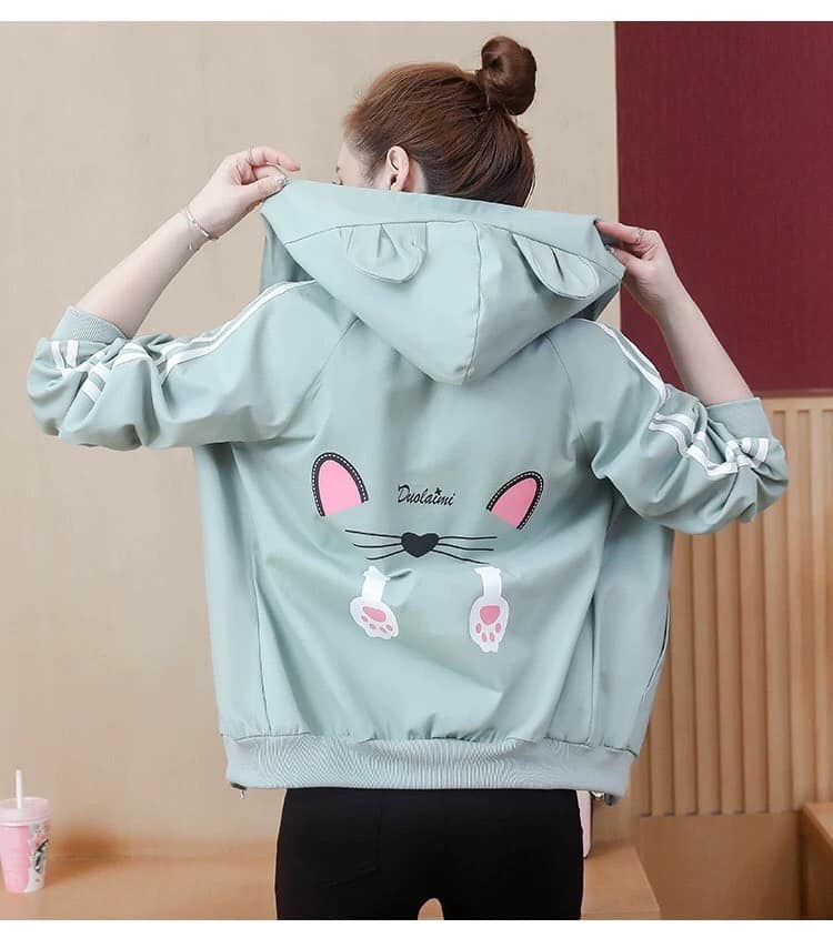 Freeisze dưới 56kg - áo khoác dù 2 lớp - họa tiết xinh - sp y hình