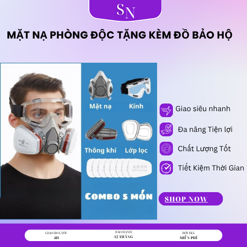  Mặt Nạ Phòng Chống Khí Độc Phun Sơn Hóa Chất Trừ Sâu Chống Khói Sử Dụng Nghề Mộc - Tặng Kèm Kính Mặt Nạ Phòng Độc Chống Bụi Đa Năng 6200 Có Phin Lọc & Bông Lọc Dùng Cho Sơn Hóa Chất Cơ Khí 