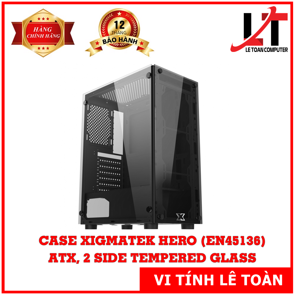 Vỏ case xigmatek hero - atx, 2 side tempered glass