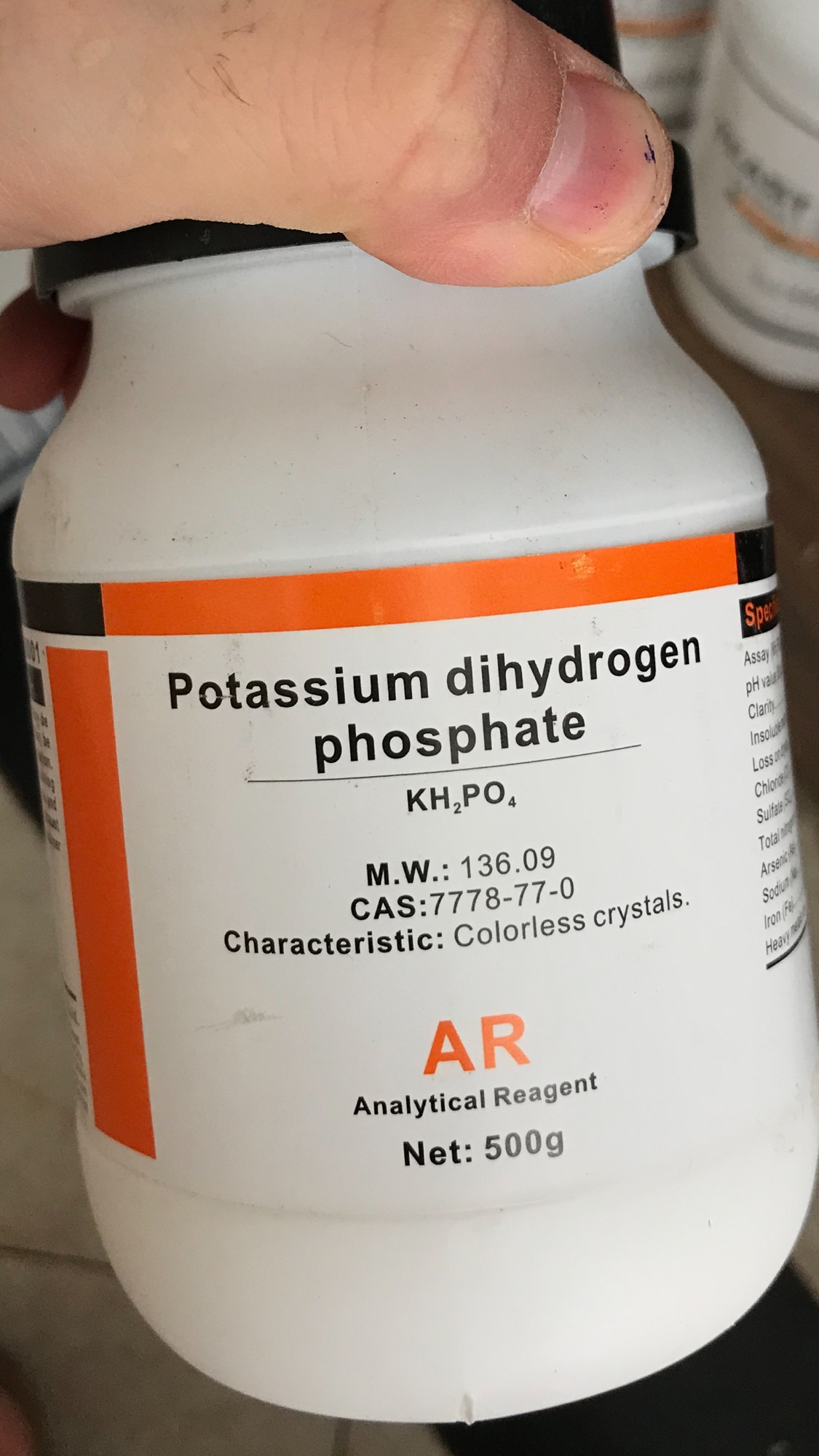 KH2PO4 kali dihidrophotphat KDP lọ 500g diệt nấm mkp Mkp