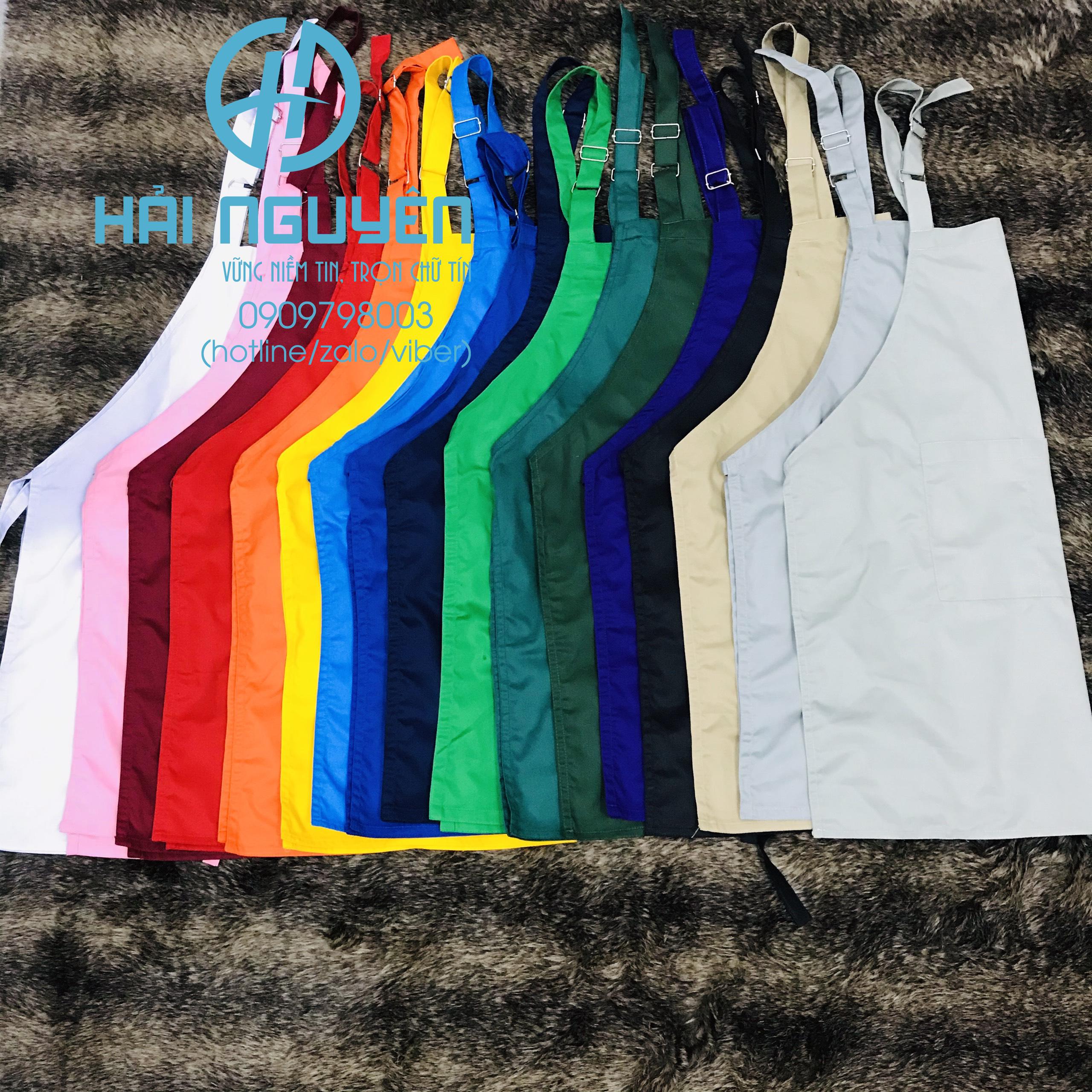Tạp dề yếm trơn cao cấp đủ màu vải kaki cotton cho nam nữ phục vụ