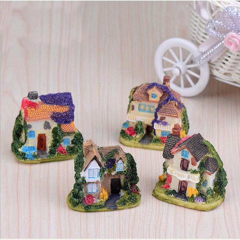 [HCM]Mô hình nhà hoa trang trí tiểu cảnh thủy sinh terrarium chậu cây cảnh sen đá bánh kem xương rồng