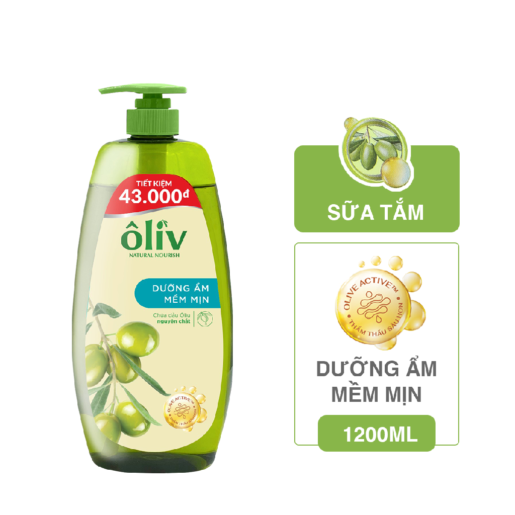 Sữa tắm dưỡng da oliv dưỡng ẩm mềm mịn 1l
