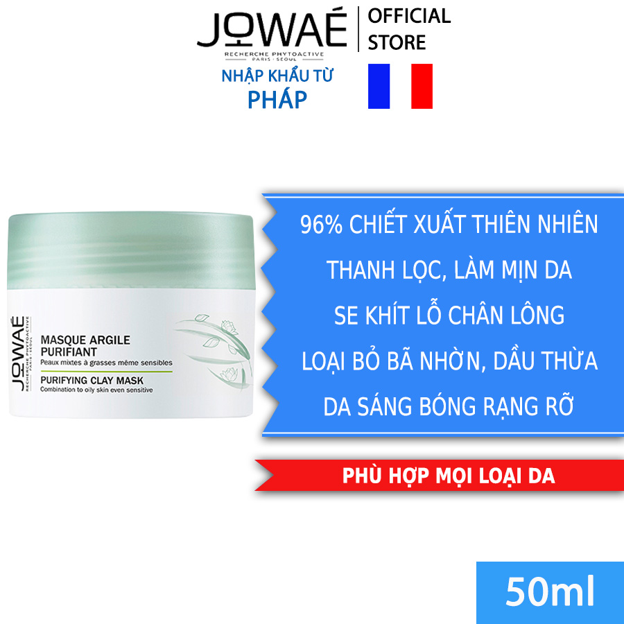 Mặt nạ đất sét JOWAE thanh lọc làm mịn và tái tạo da mỹ phẩm nhập khẩu chính hãng từ Pháp - PURIFYING CLAY MASK 50ml