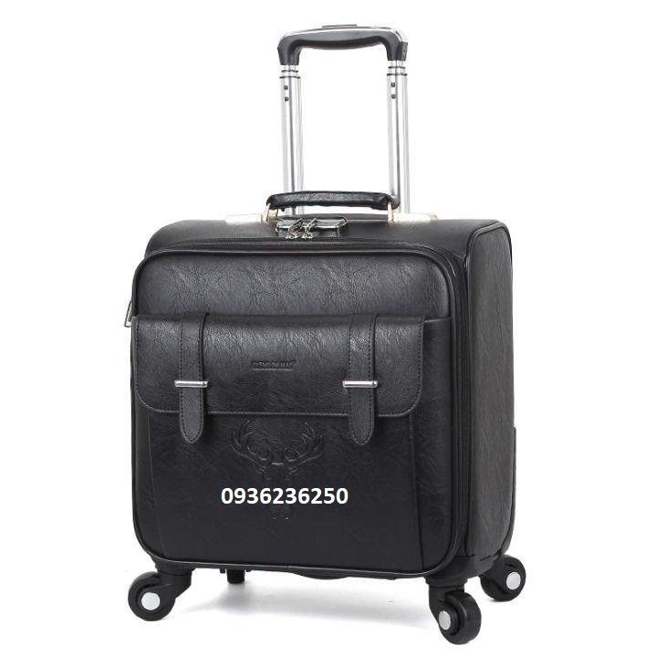 Vali kéo doanh nhân chất liệu da sang trọng bánh 360 độ ,size 18inch