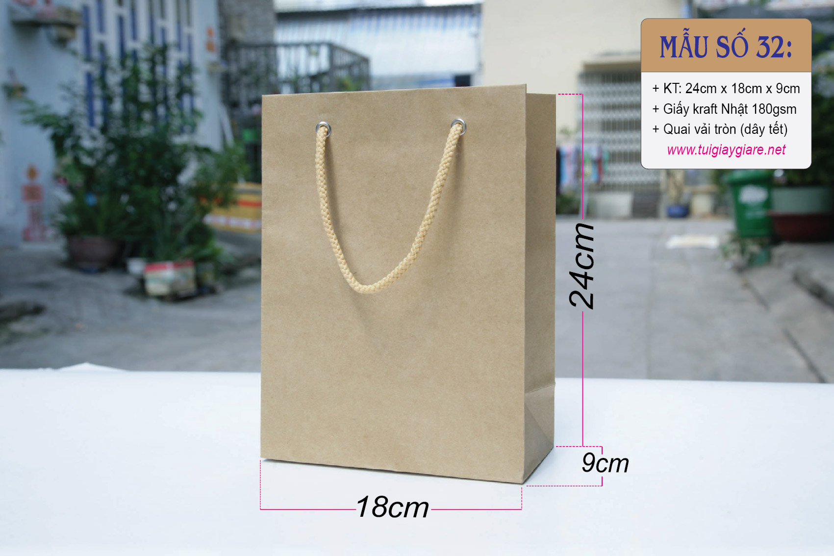 25 cái Túi số 32 - Túi giấy kraft xi măng đựng quà tặng thời trang mỹ phẩm thực phẩm