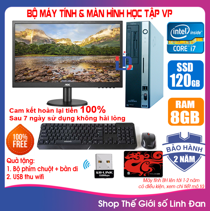 [Trả góp 0%]Bộ máy tính đồng bộ Fujitsu + Màn hình 18.5 inch CPU G620 / i7 2600 / Ram 4-8GB / SSD 120-240GB [TẶNG: Bộ phím chuột + USB thu wifi + bàn di chuột] FUi72 - LLD [ Linh Đan PC ]