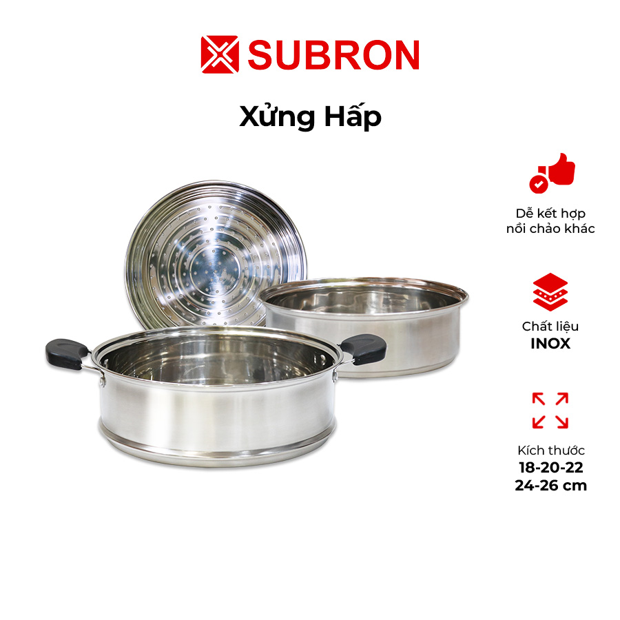 Khay hấp inox lỗ nhỏ có tay cầm tiện lợi, xửng hấp phù hợp mọi nồi chảo quánh cùng size, hấp xôi, bánh bao, rau củ