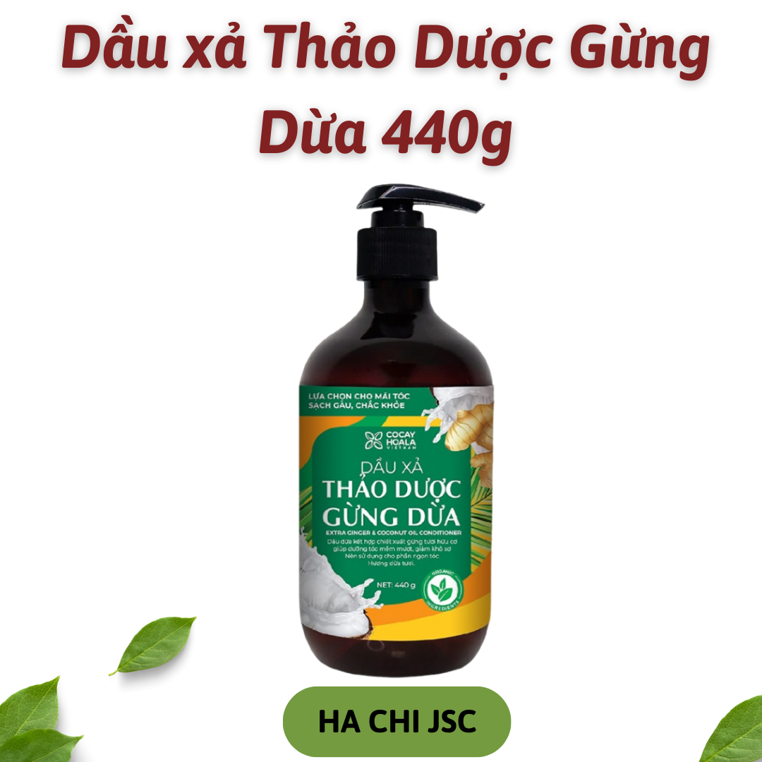 Dầu xả hữu cơ chiết xuất gừng dừa tự nhiên giảm gãy rụng tóc, giúp tóc mềm mượt 440g