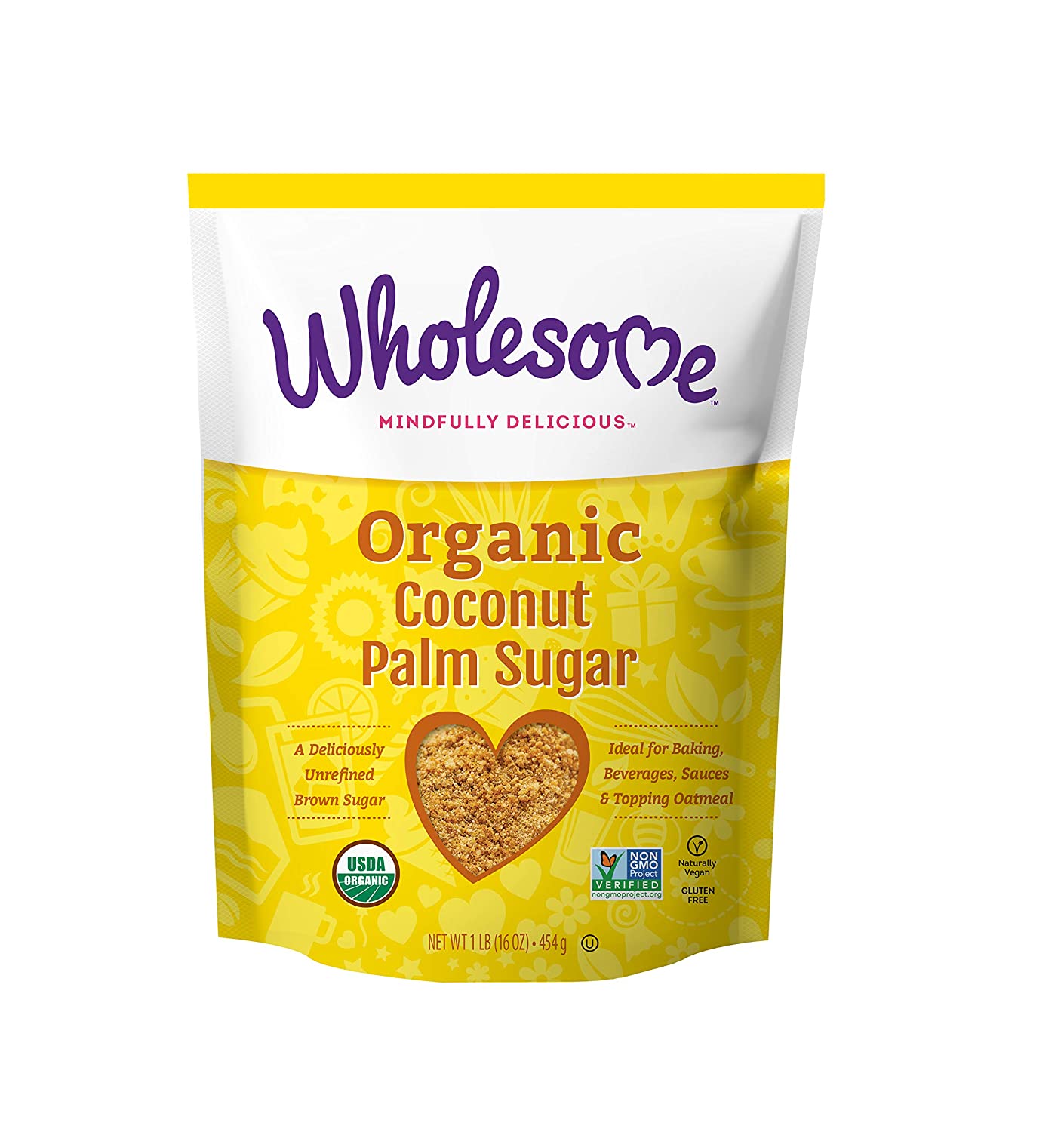 Đường mật hoa dừa hữu cơ wholesome fair trade organic coconut palm sugar, non gmo & gluten free, 454g