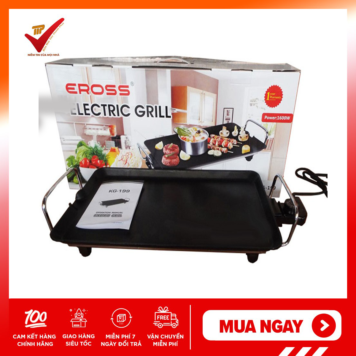 Bếp nướng điện không khói eross kg199 - 1500w