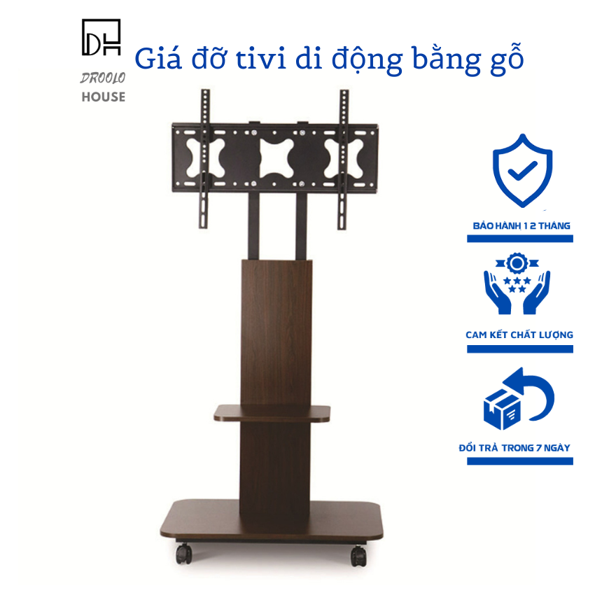Giá treo tivi di động drl142 32 - 65 inch - kệ treo tivi phòng họp hội nghị trực tuyến, phòng học có bánh xe di chuyển kích thước 67x163cm