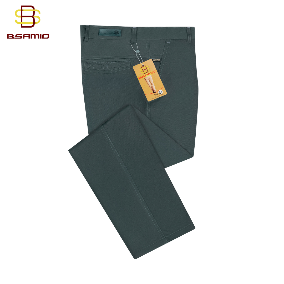 Quần Kaki Trung Niên BSAMIO Màu Xám Đậm Ống Suông Vải Mềm Dày Dặn Có Size Đại