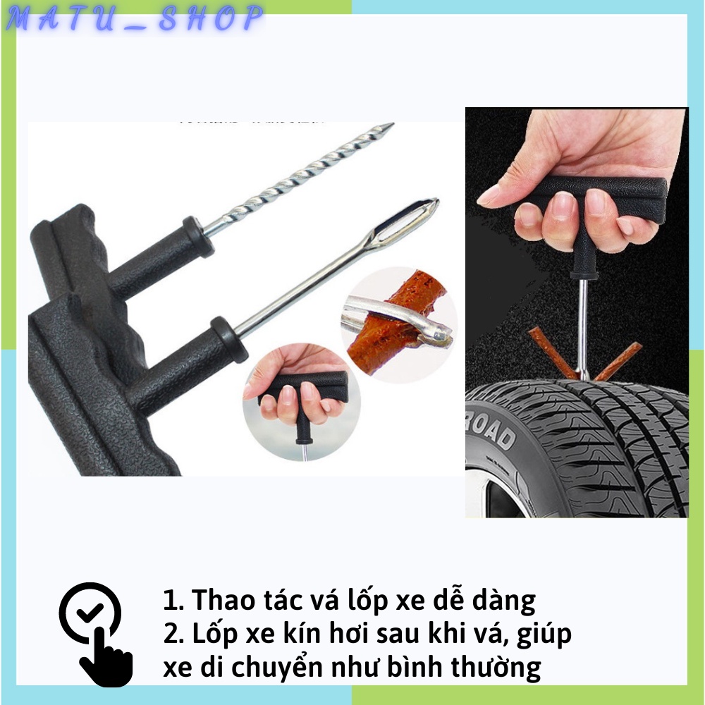Bộ vá xe không ruột, dụng cụ vá lốp không săm ô tô xe máy