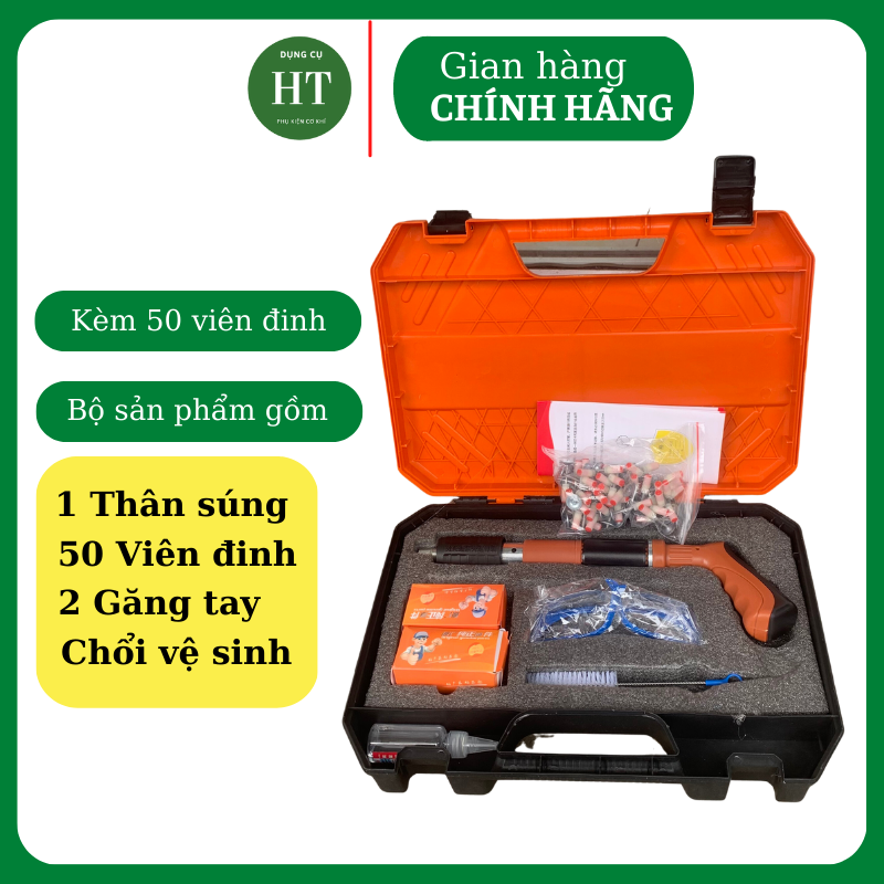 Súng bắn đinh hạt nổ bê tông - súng bắn ty trần thạch cao, thép, bê tông K-6890, không cần sử dụng điện