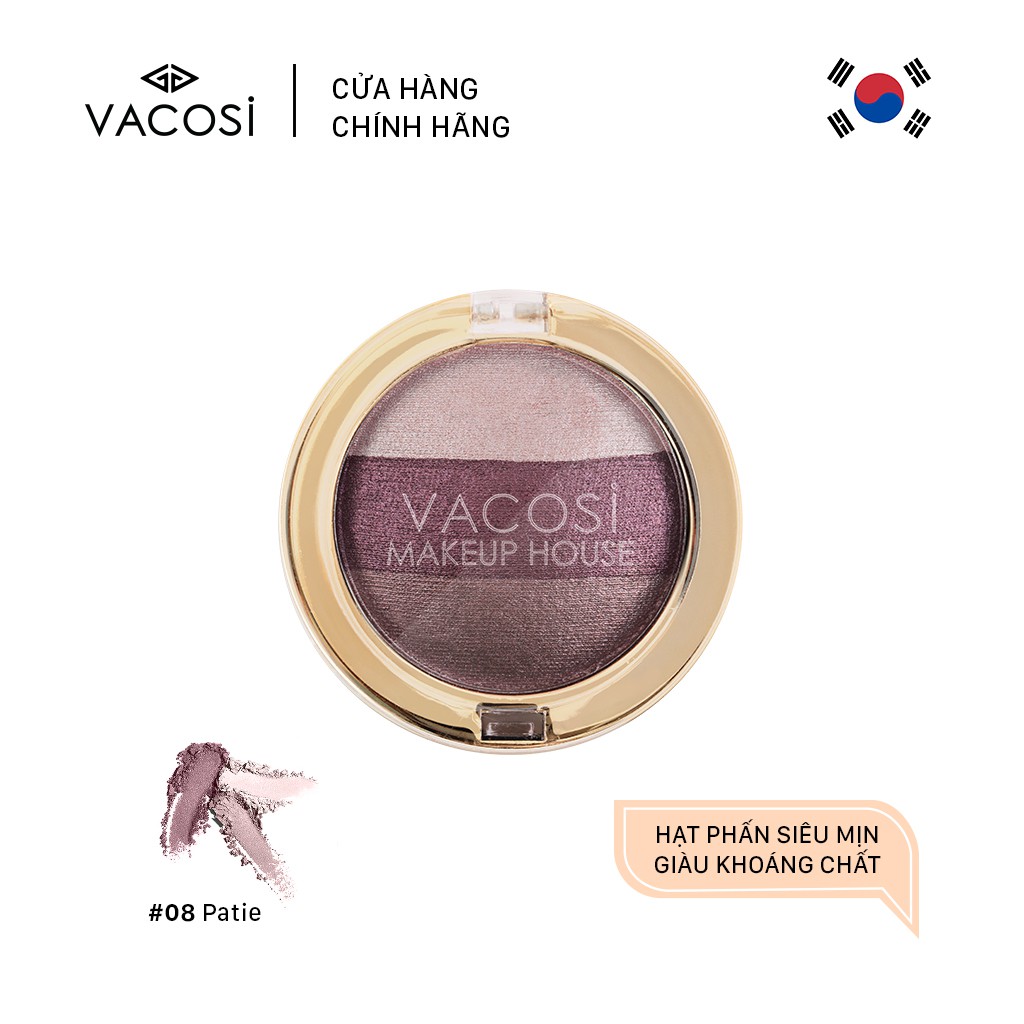 Vacosi phấn mắt 3 màu trio eyeshadow 5g #08: patie