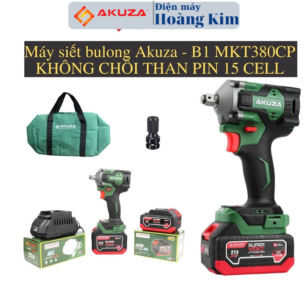 [EDON] [Mẫu 2022] Máy siết bulong Akuza MKT 380 CP - Máy bắn bulong cao cấp bảo chính hãng toàn quốc FULL PHỤ KIỆN