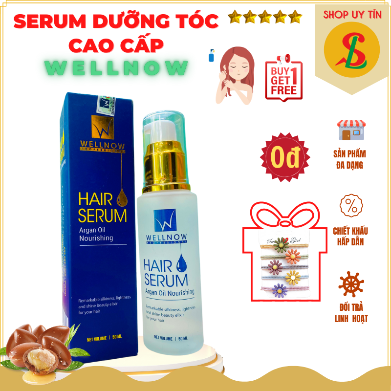 Tinh dầu dưỡng tóc serum dưỡng tóc bóng và giữ nếp tóc hương nước hoa Wellnow Hair Serum 50ml NPP Songliemshop