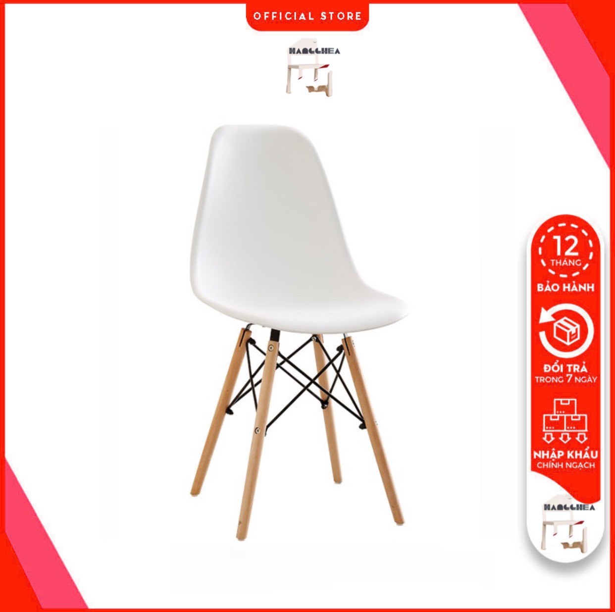 Ghế Eames Chân gỗ Đan Thép Phong Cách Hiện Đại, Ghế Cafe Làm Việc Văn Phòng, Ghế Eames Nhập Khẩu HAVULYN-CF01: Ghế nhựa