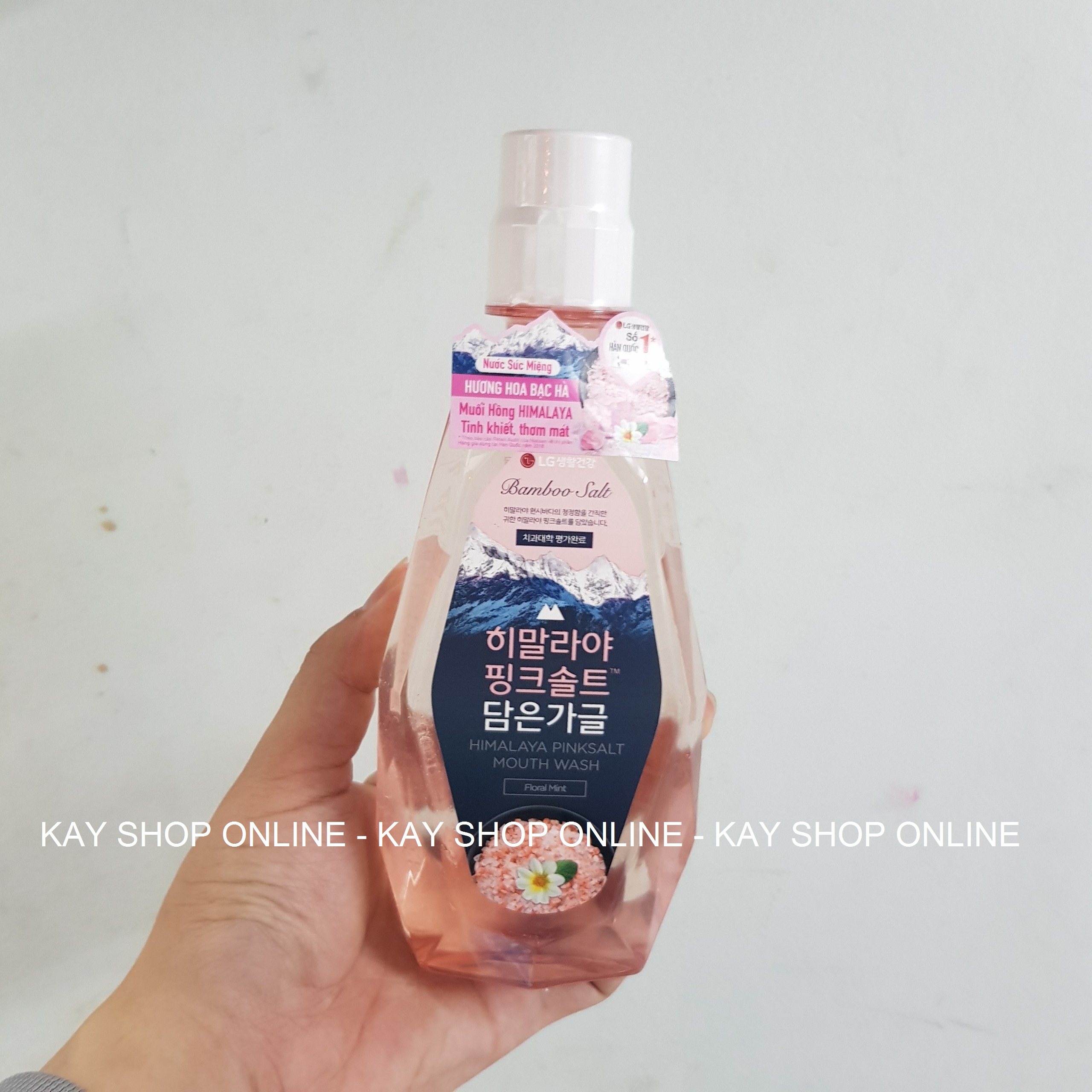 Nước súc miệng bamboo salt muối hồng himalaya 320ml - date mới thơm mát - nsmbbs320