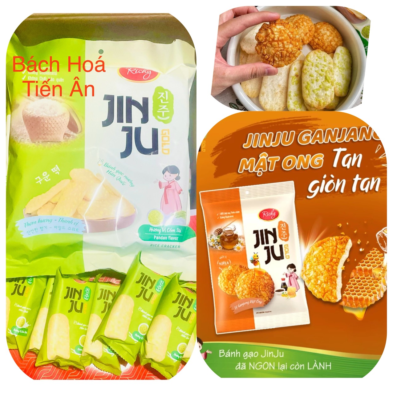 Bánh gạo Jinju Gold  Richy gói 100g - 145g  không Cholesterol