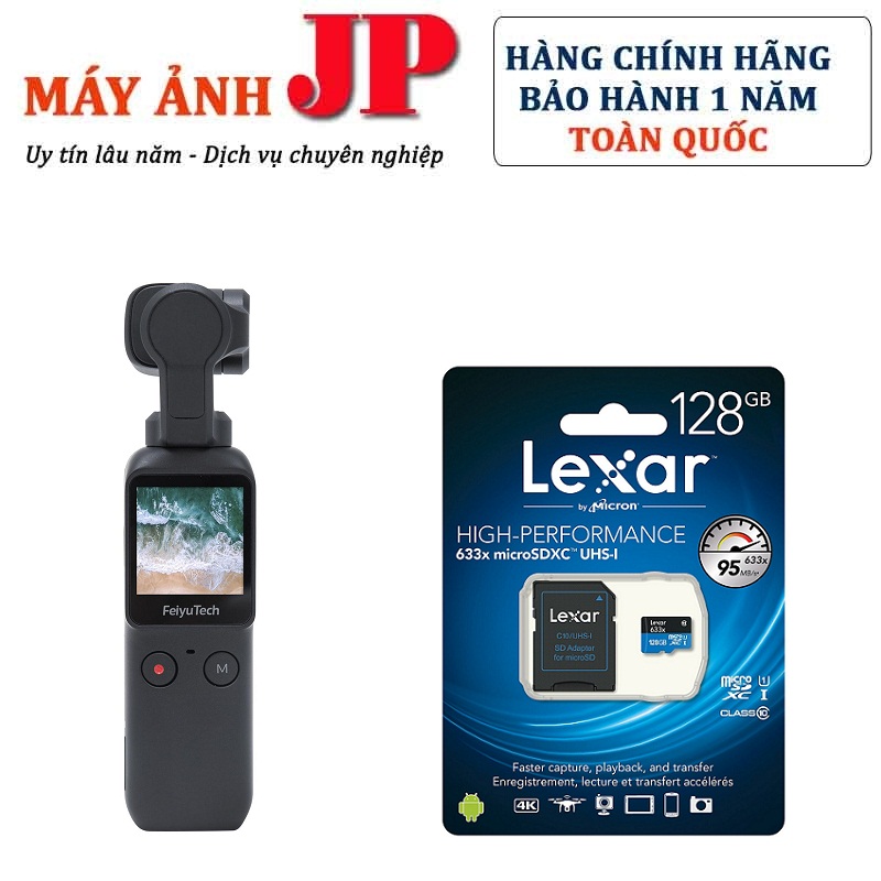 Máy quay feiyu pocket + thẻ nhớ lexar 128gb 4k - hàng chính hãng