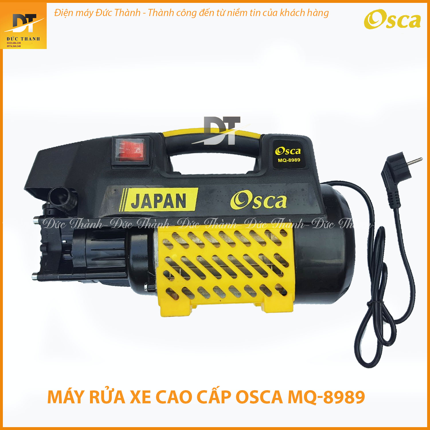 Máy rửa xe OSCA JAPAN MQ-8989 lõi đồng 100% thế hệ mới 2500W tặng bình bọt tuyết. Máy bơm xịt rửa xe công suất mạnh