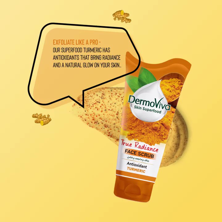 Tẩy da chết Dermoviva sáng da - Turmeric True Radiance Face scrub 150ml